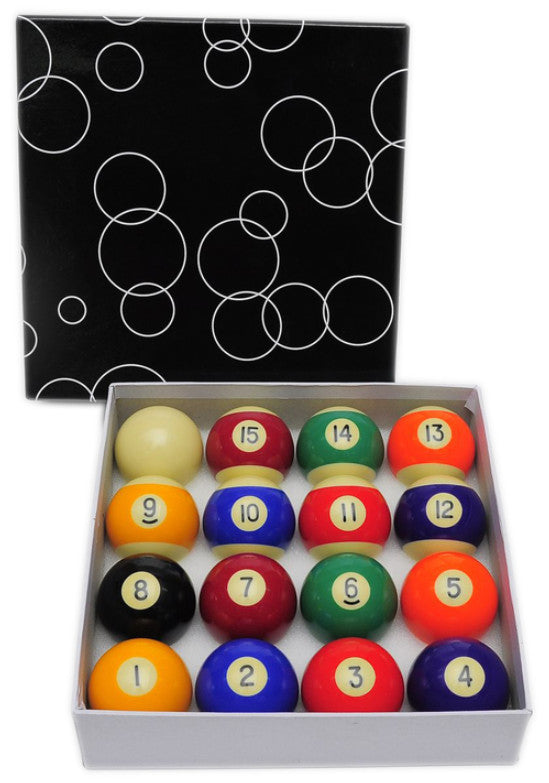 Snooker-Sized Pool Balls Set, 2 1/16" Diameter – 6 oz Each, Complete Billiards