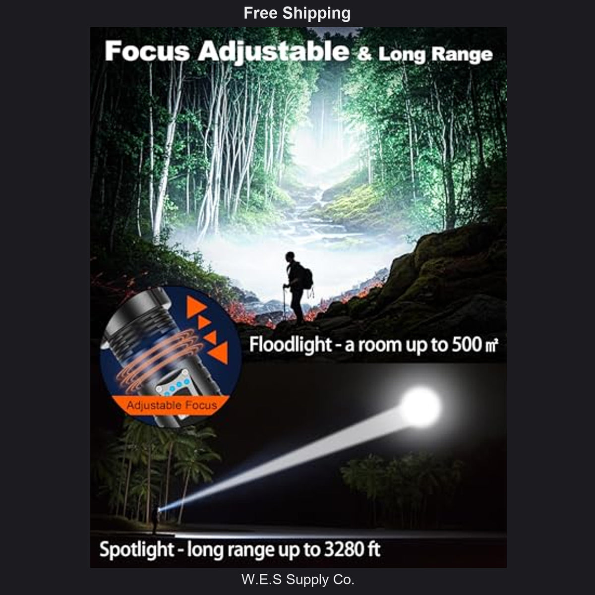 Rechargeable LED Flashlight 100000 Lumens Waterproof Long Range Camping