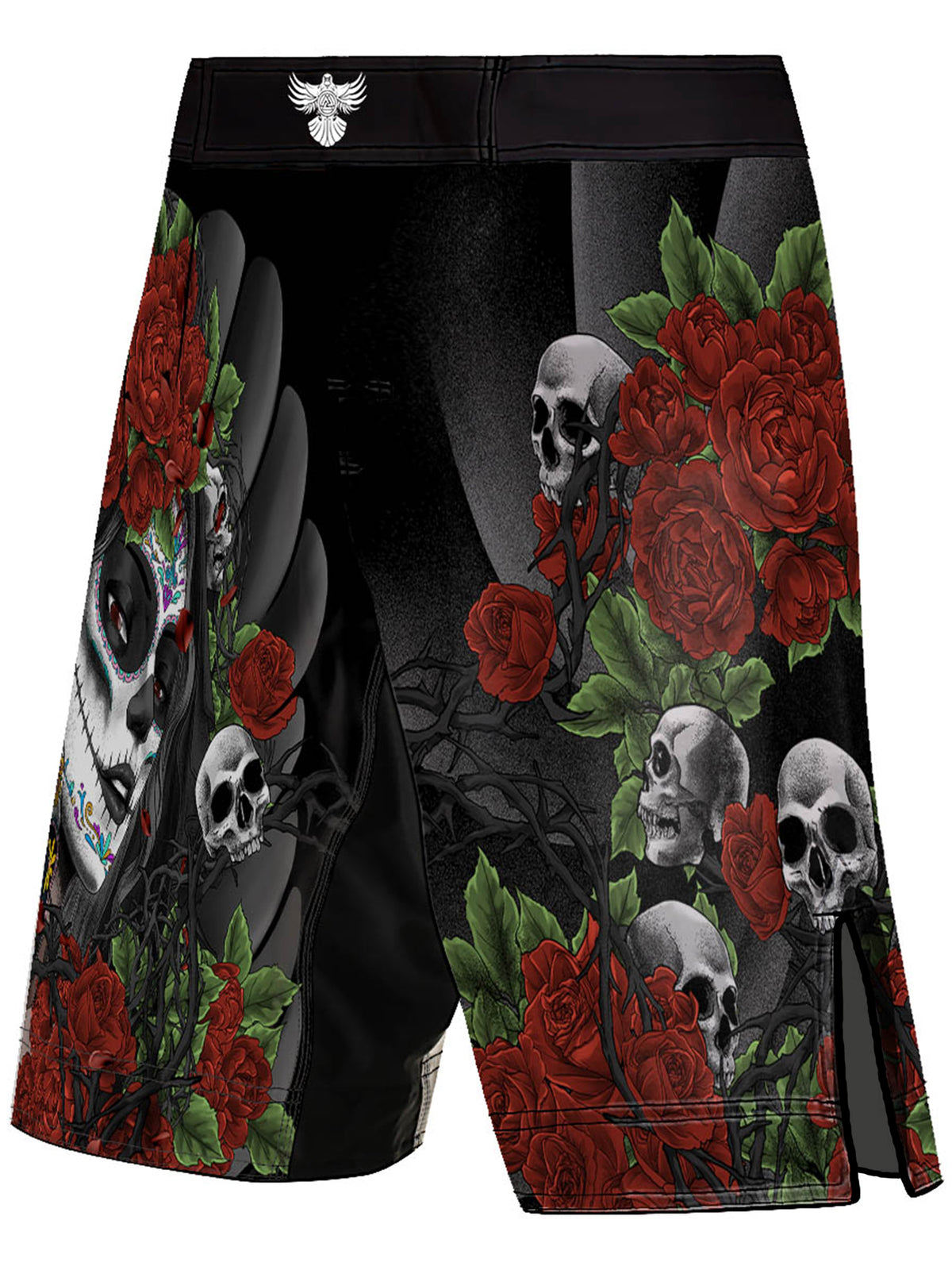 Men's MMA Shorts Calaveras y Rosas BJJ Fightwear Black