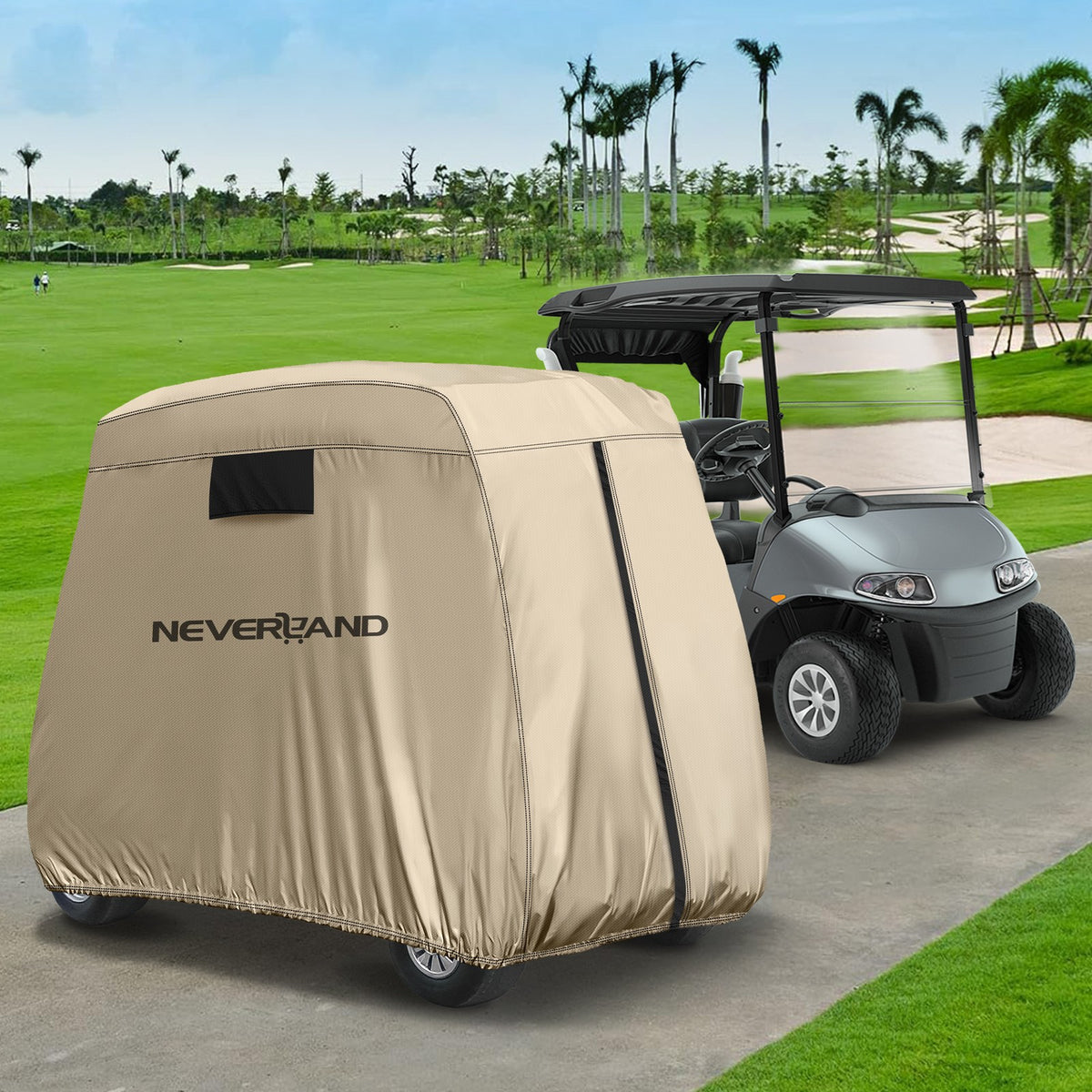 Waterproof Golf Cart Cover with Extended Roof and Storage Bag