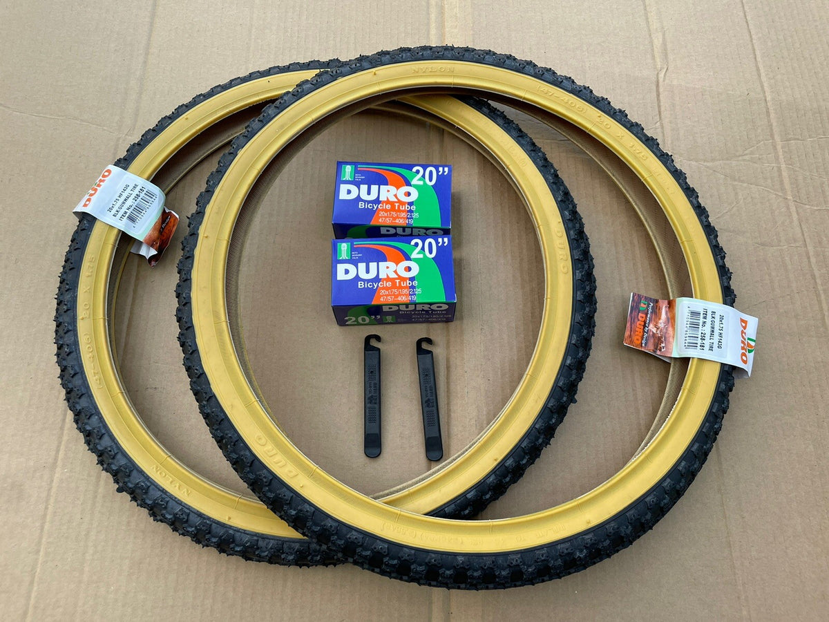 20x1.75 Bike Tires and Tubes Set for BMX, Freestyle, Kids Bikes - Black & Gum Wall