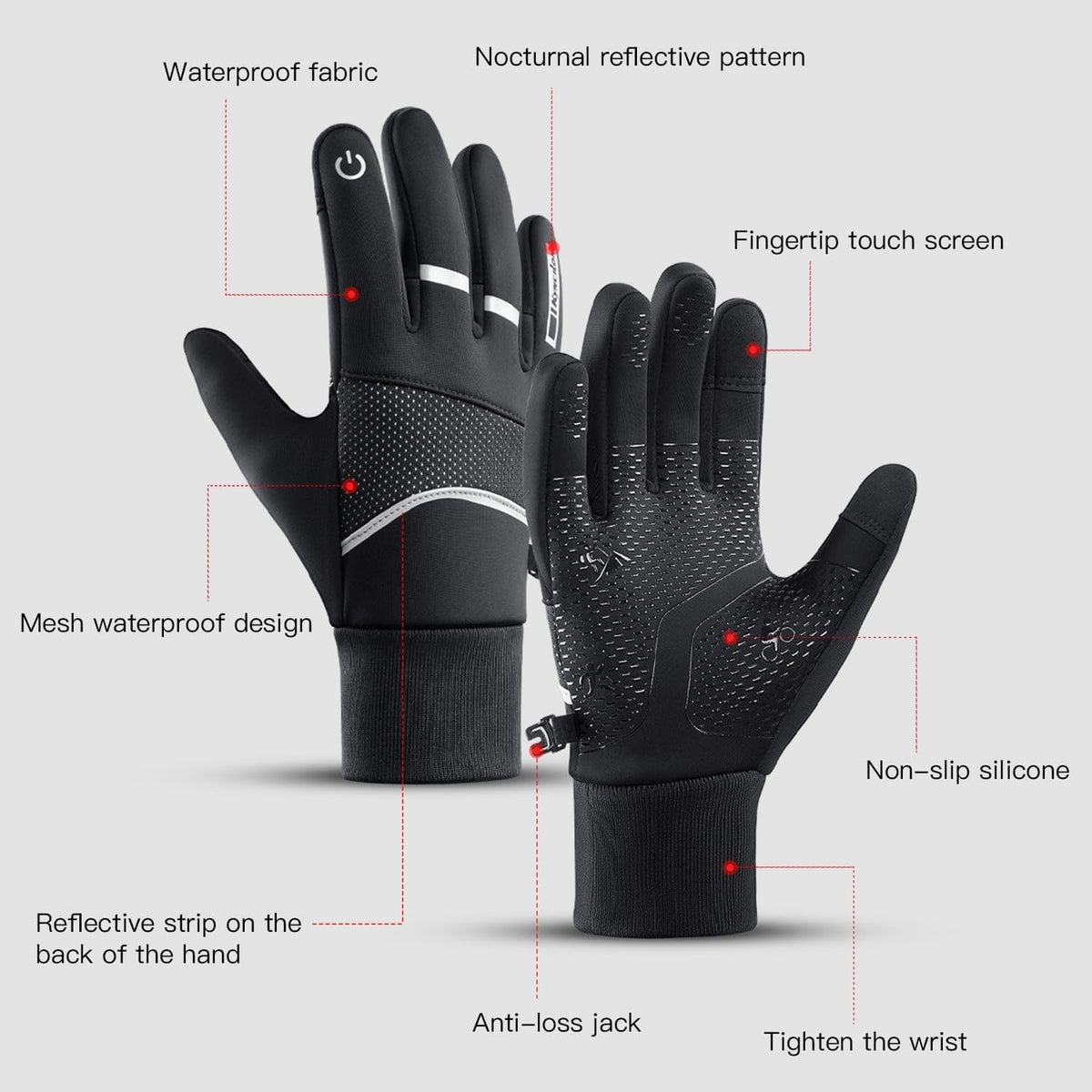 Thermal Winter Gloves with Touchscreen & Anti-Slip Grip for Running and Driving