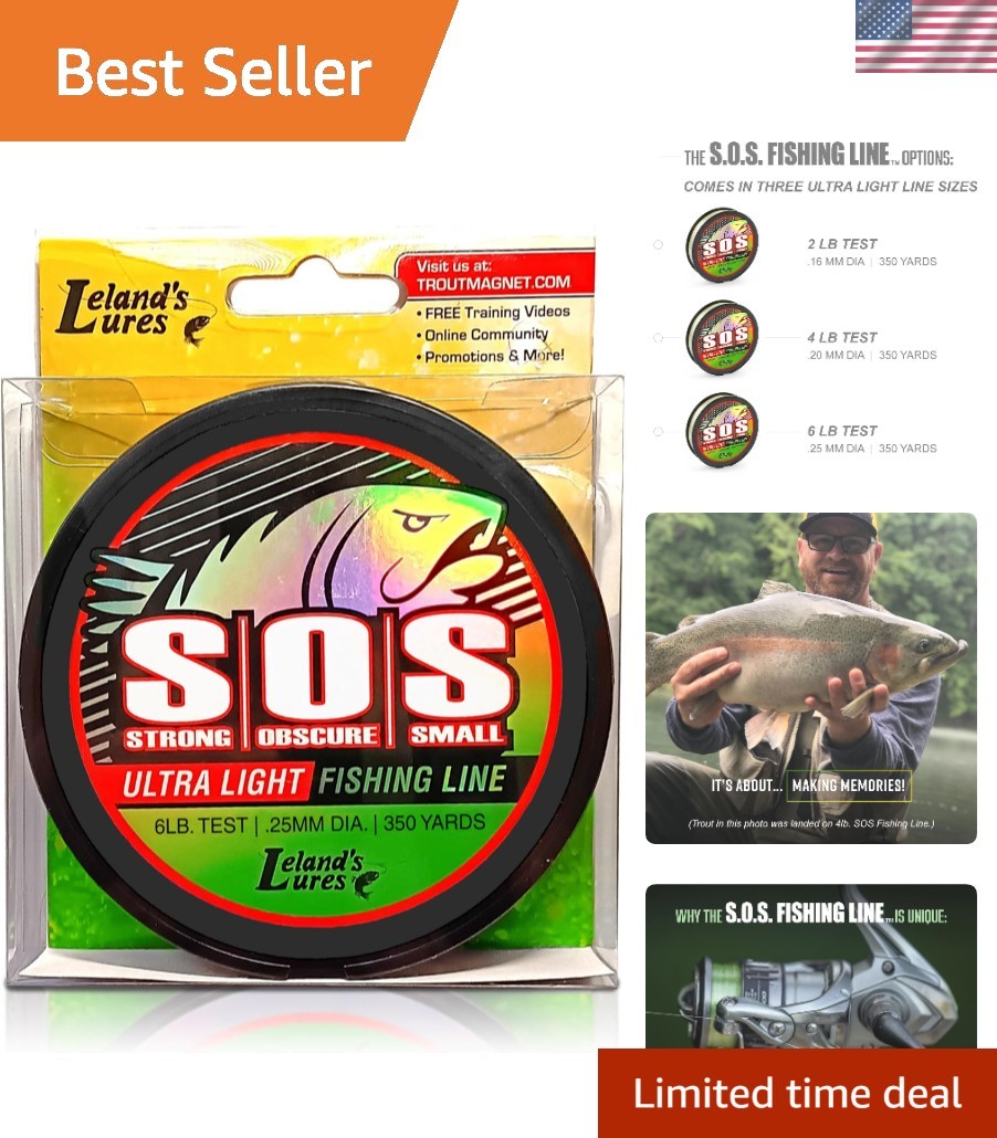 Ultra-Smooth 2lb 350 Yard Invisible Fishing Line - Clear Light Line for Trout & Freshwater