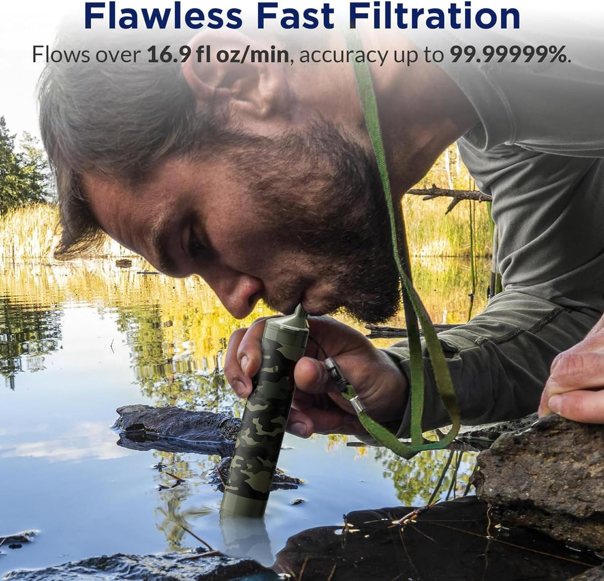 Portable Water Filter Straw 6 Pack Emergency Purifiers for Camping Hiking Survival