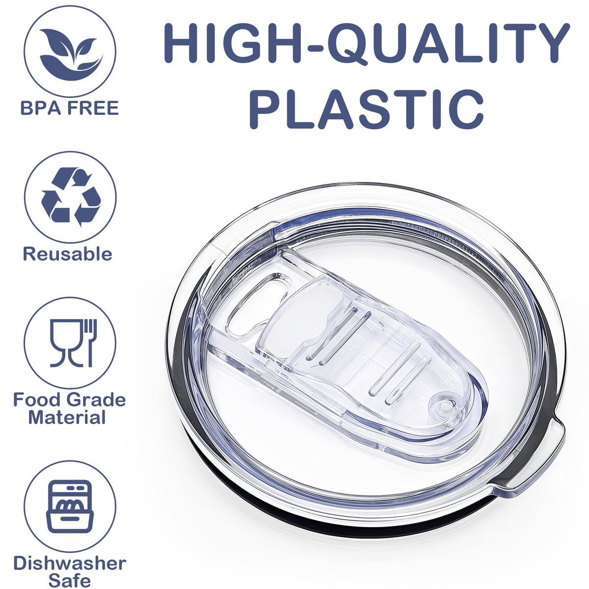 40 oz Tumbler Replacement Lid with Slider Leak-Proof Cover - Clear BPA-Free Plastic