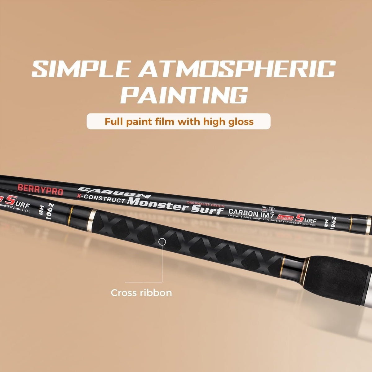 15ft Surf Casting Fishing Rod - Extra Heavy 40 lb Line Graphite Construction