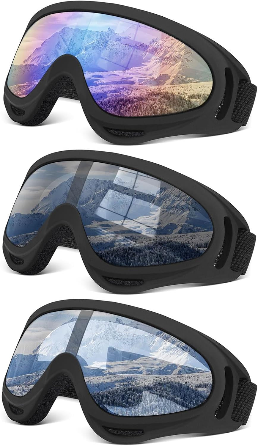 3 Pack Ski Goggles ATV Dustproof Dirt Bike UV Protection Foam