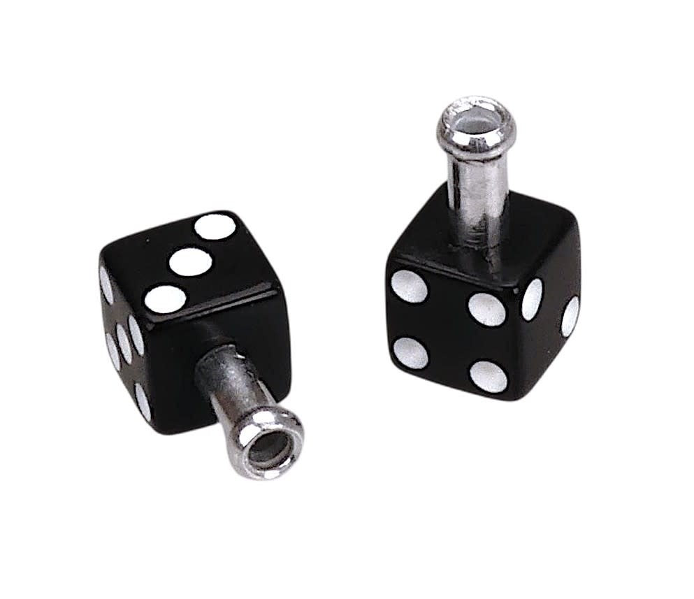 Bicycle Brake Cable End Tips - Pair, Black with White Pips, 8mm Dice