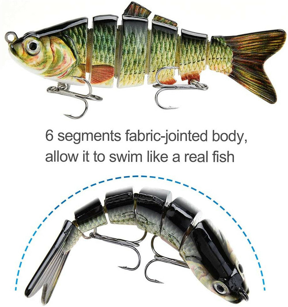 5PCS Lifelike Fish Lures with 3D Eyes and Treble Hooks for Freshwater & Saltwater Fishing