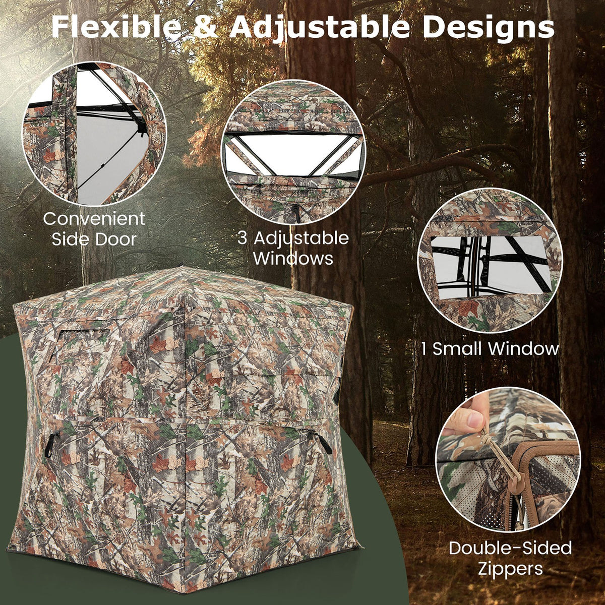 Portable 360° See-Through Hunting Blind with Full-Open Side Door