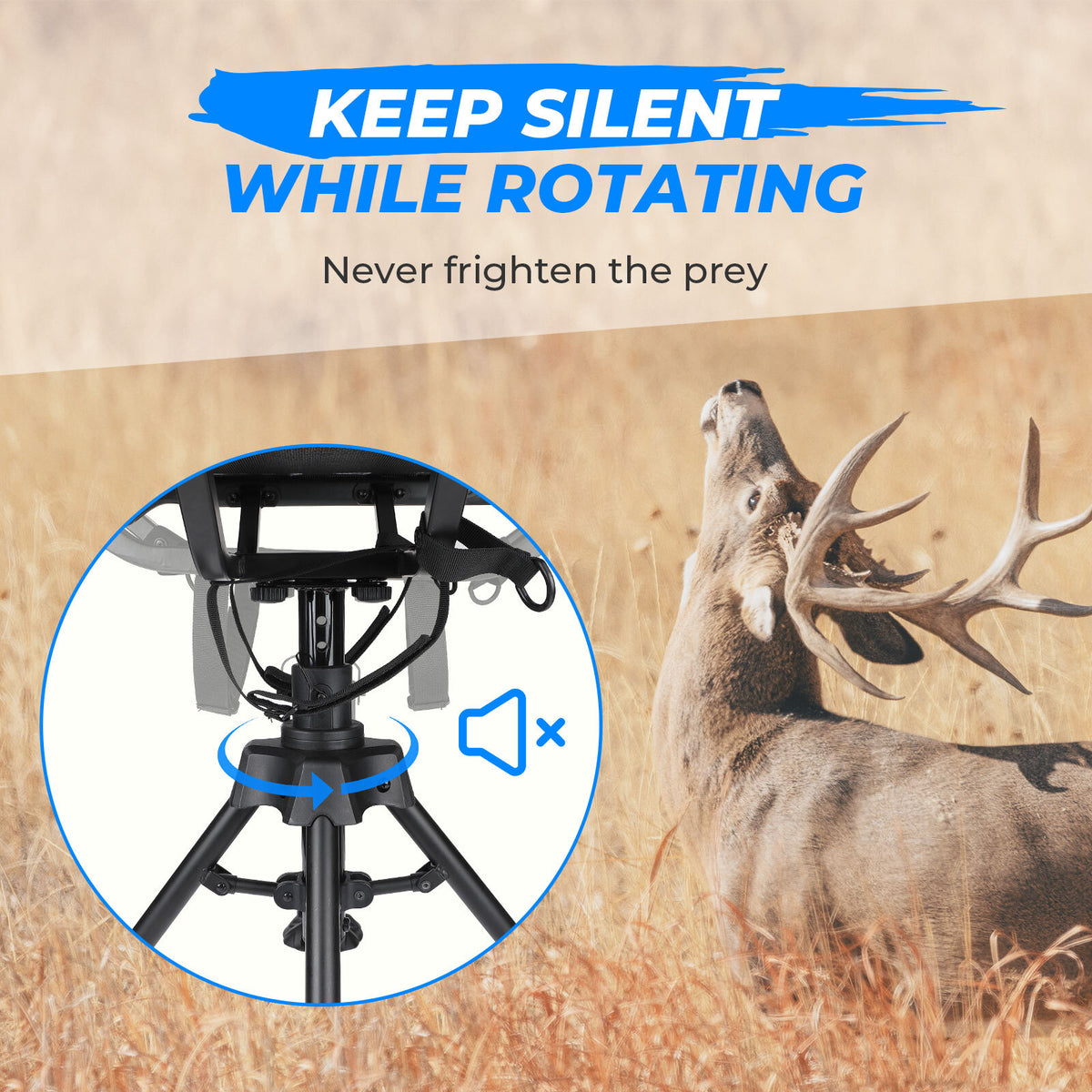 Camping & Hunting Chair 360° Swivel Foldable Adjustable Height Outdoor Seat