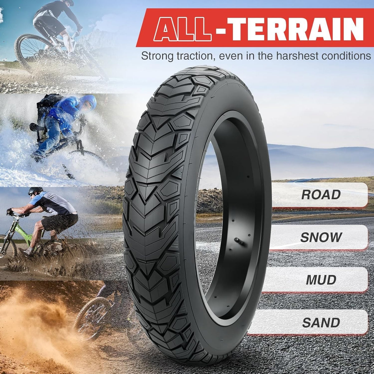 20x4.0 Folding Fat Bike Tire Kit with 2 Tubes & Levers - Durable Cycling Set