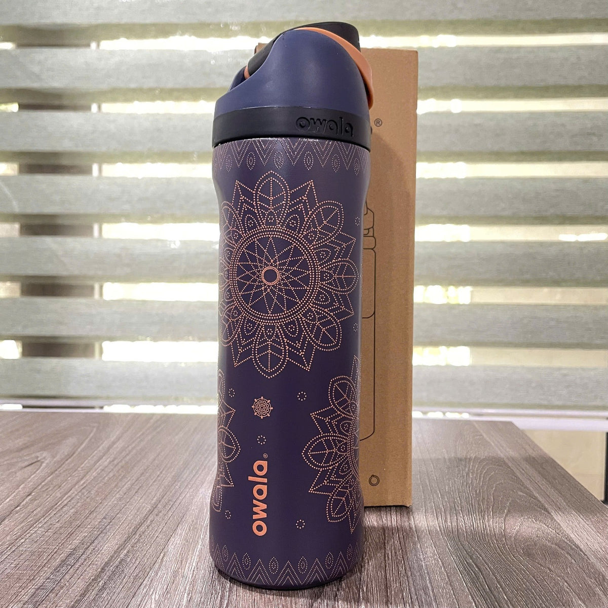 24oz Water Bottle with Built-In Straw Boho Western Design - Midnight Rodeo