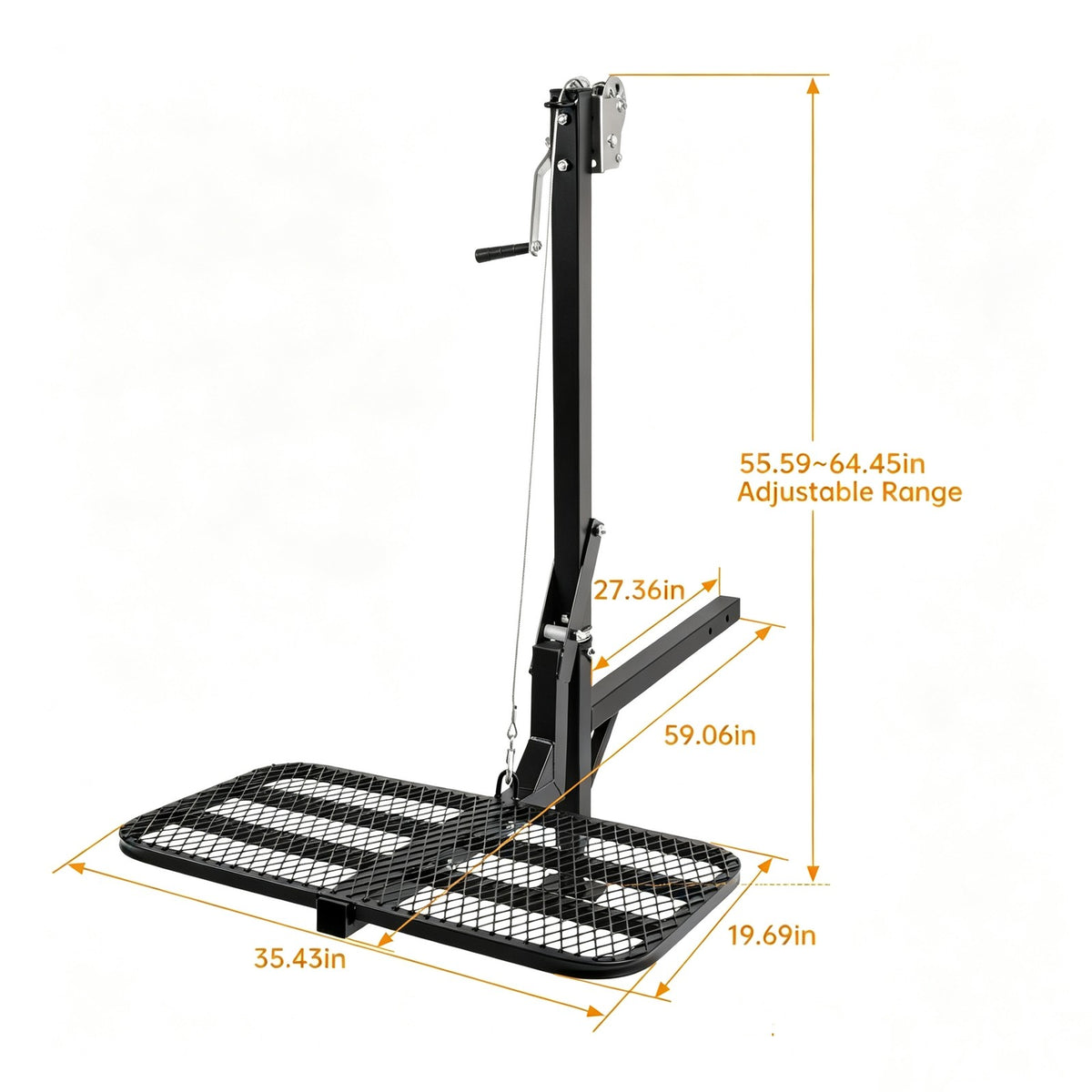 Hitch-Mounted Deer Hoist with Lift Platform 300 lb for Hunting & Game Processing