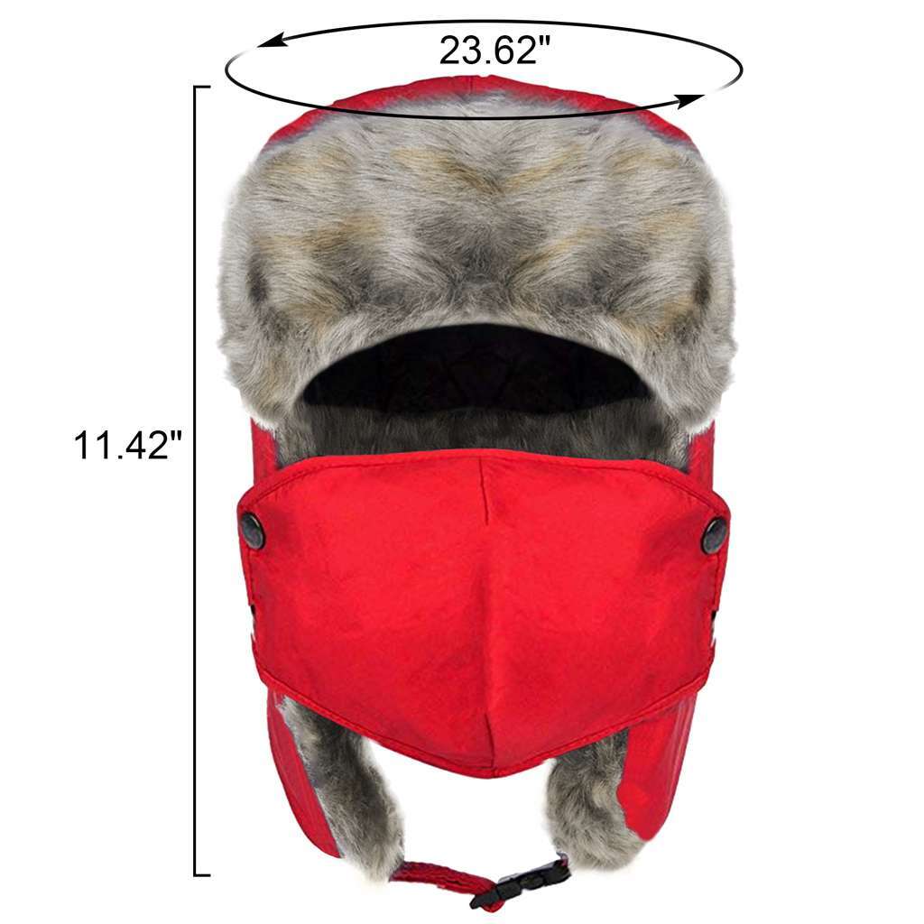 Men's Winter Ear Flap Thermal Hat with Removable Face Mask - Snow Ski Cap