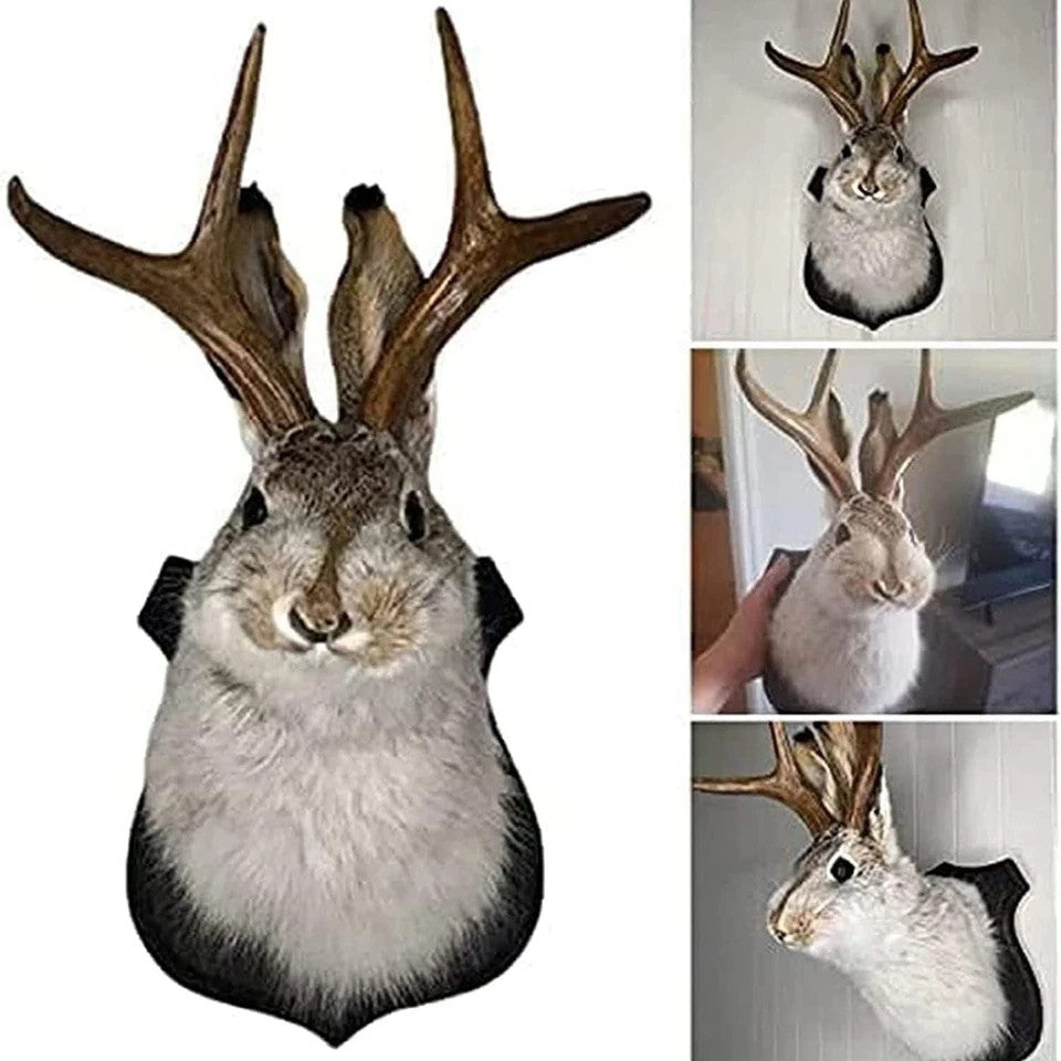 Jackalope Wall Mount Decor - Whimsical Animal Head Wall Art
