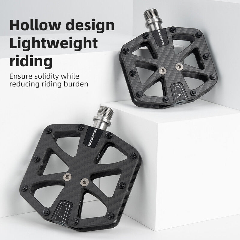 Carbon Fiber Bike Pedals 9/16" Flat Platform with Sealed Bearings - Lightweight & Durable