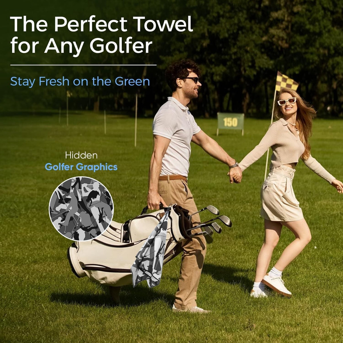 Golf Towel with Clip 34x20 Inch Microfiber Absorbent Towels for Golf Bag