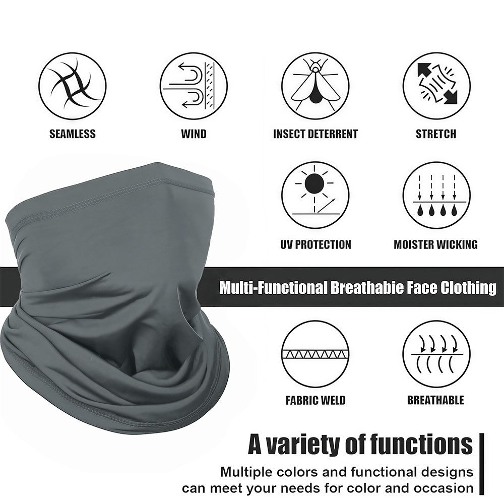 Summer UV Protection Neck Gaiter Face Mask Bandana 6 Pack Breathable Scarf