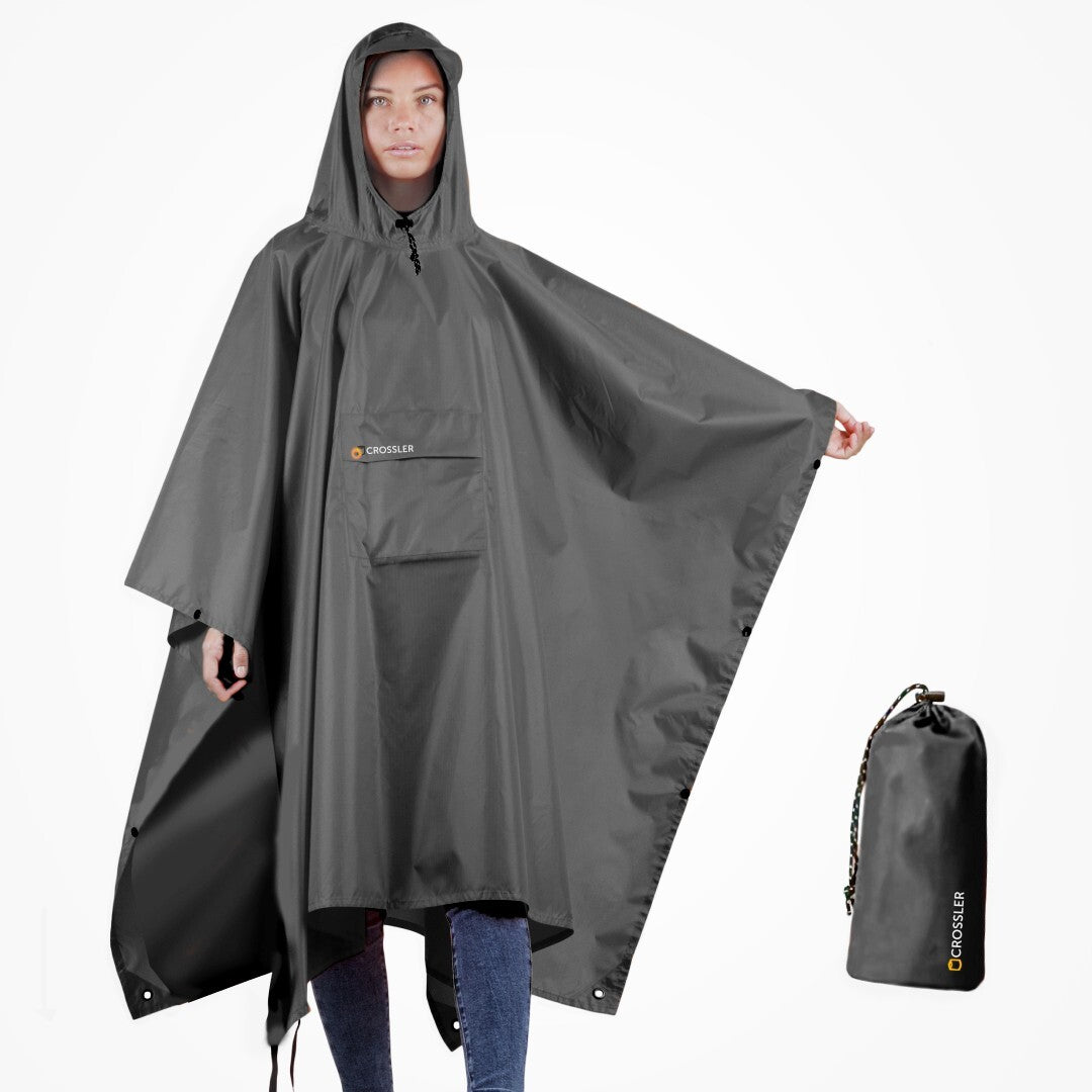 Unisex Waterproof Hooded Rain Poncho with Pocket - 3-in-1 Emergency Waterproof Cover