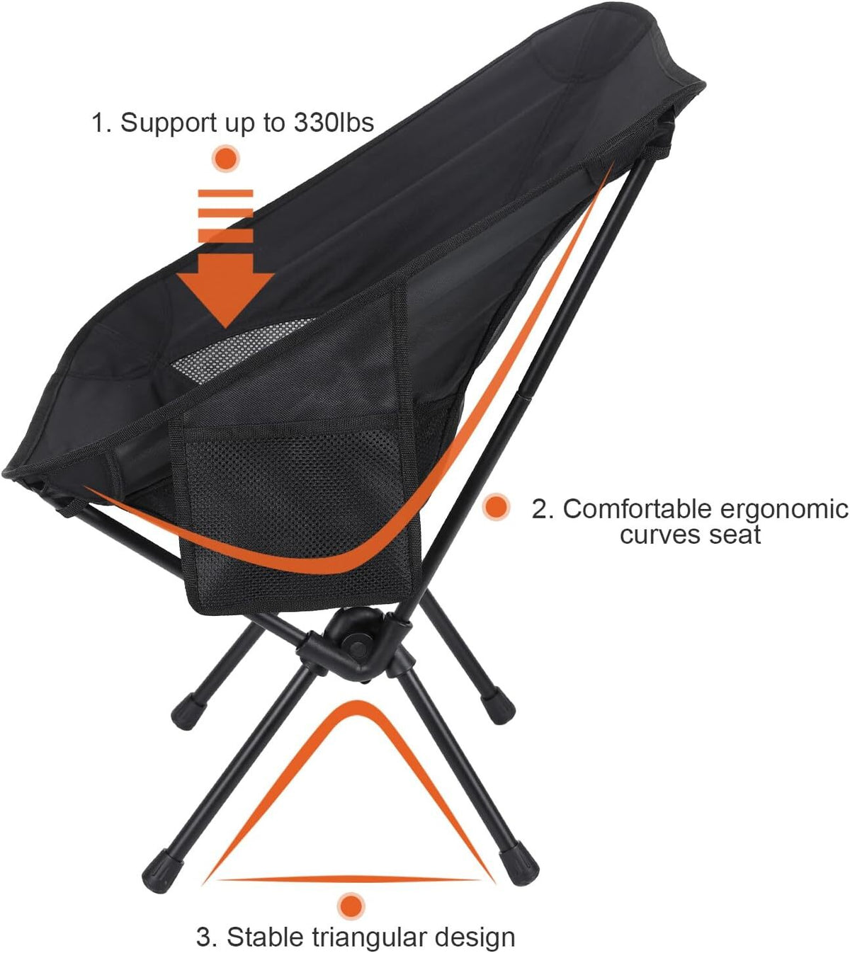 Ultralight Foldable Camping & Beach Chairs with High Back - 1 or 2 Pack