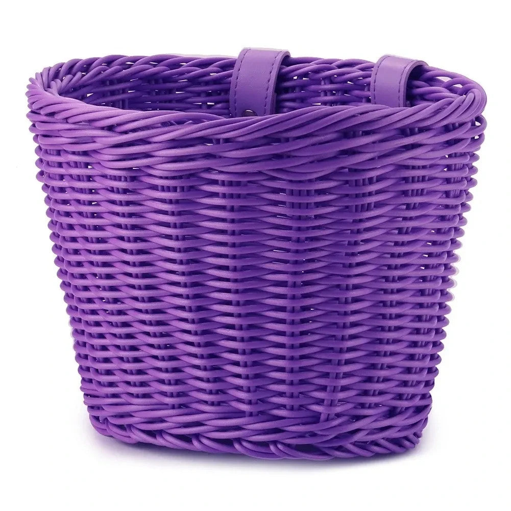 Children's Bicycle Front Handlebar Woven Basket Waterproof Storage