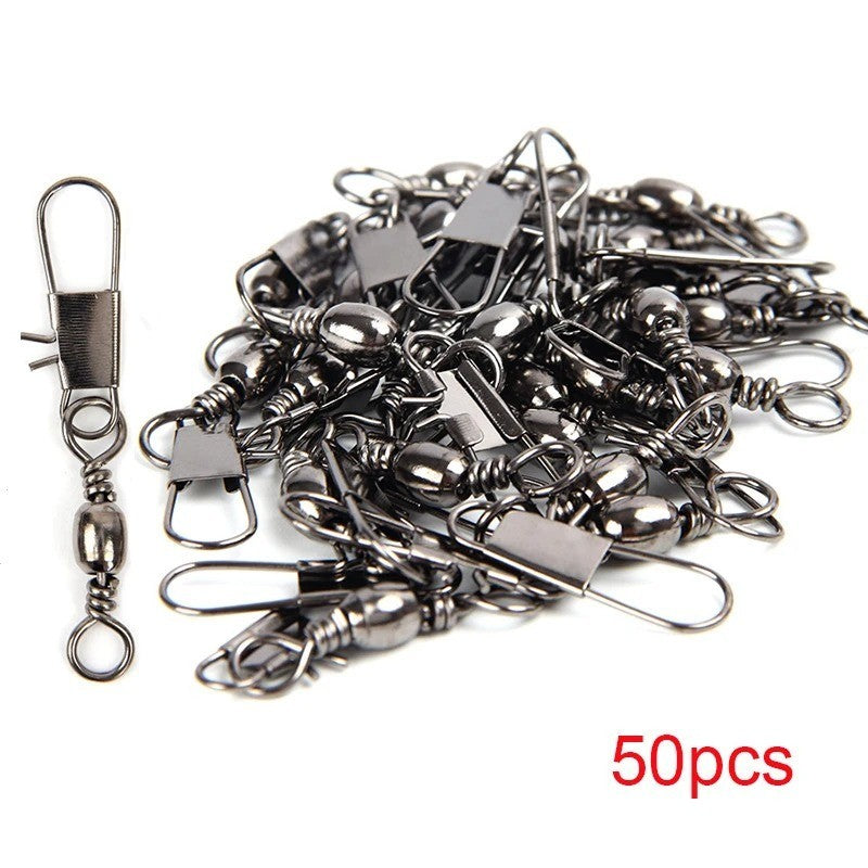 50PCS Fishing Swivels and Snap Connectors for Lures Tackle Accessory