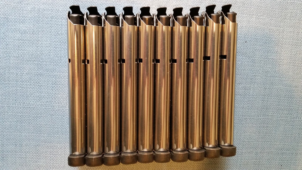 1911 .40 Cal Magazines Set of 10 Stainless Steel Pistol Mags with Removable Polymer Base