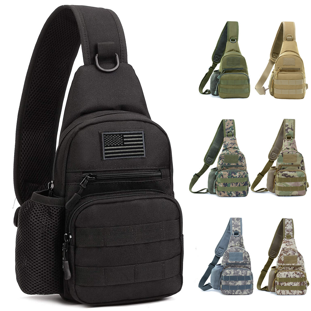 Outdoor Tactical Sling Bag Military MOLLE Crossbody Backpack
