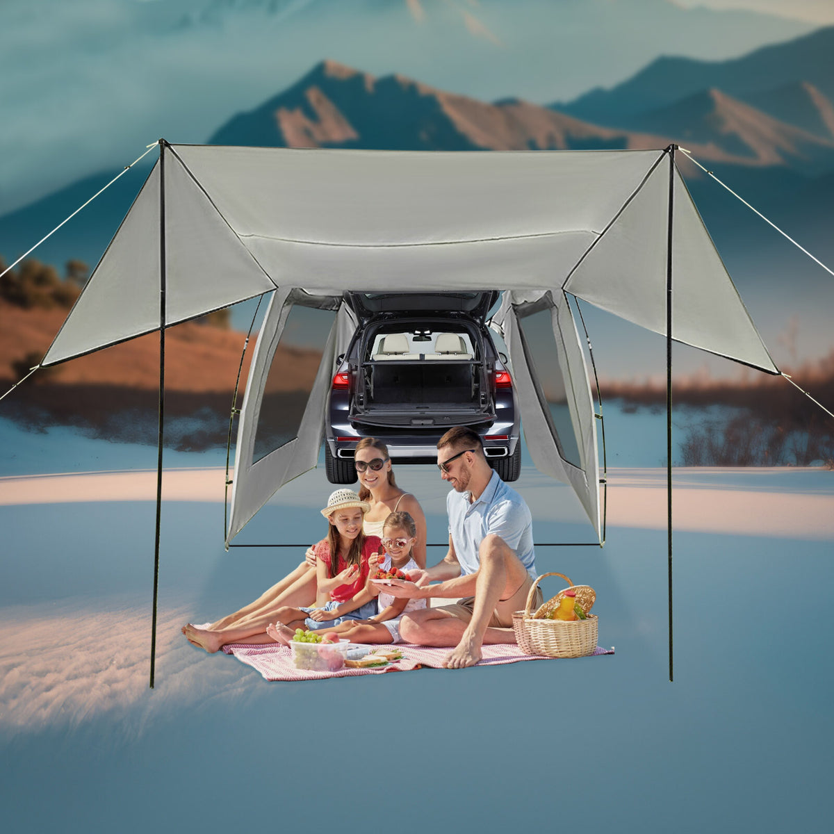 Car Awnings Outdoor Tent - Portable Car Camping Shelter with Storage Bags