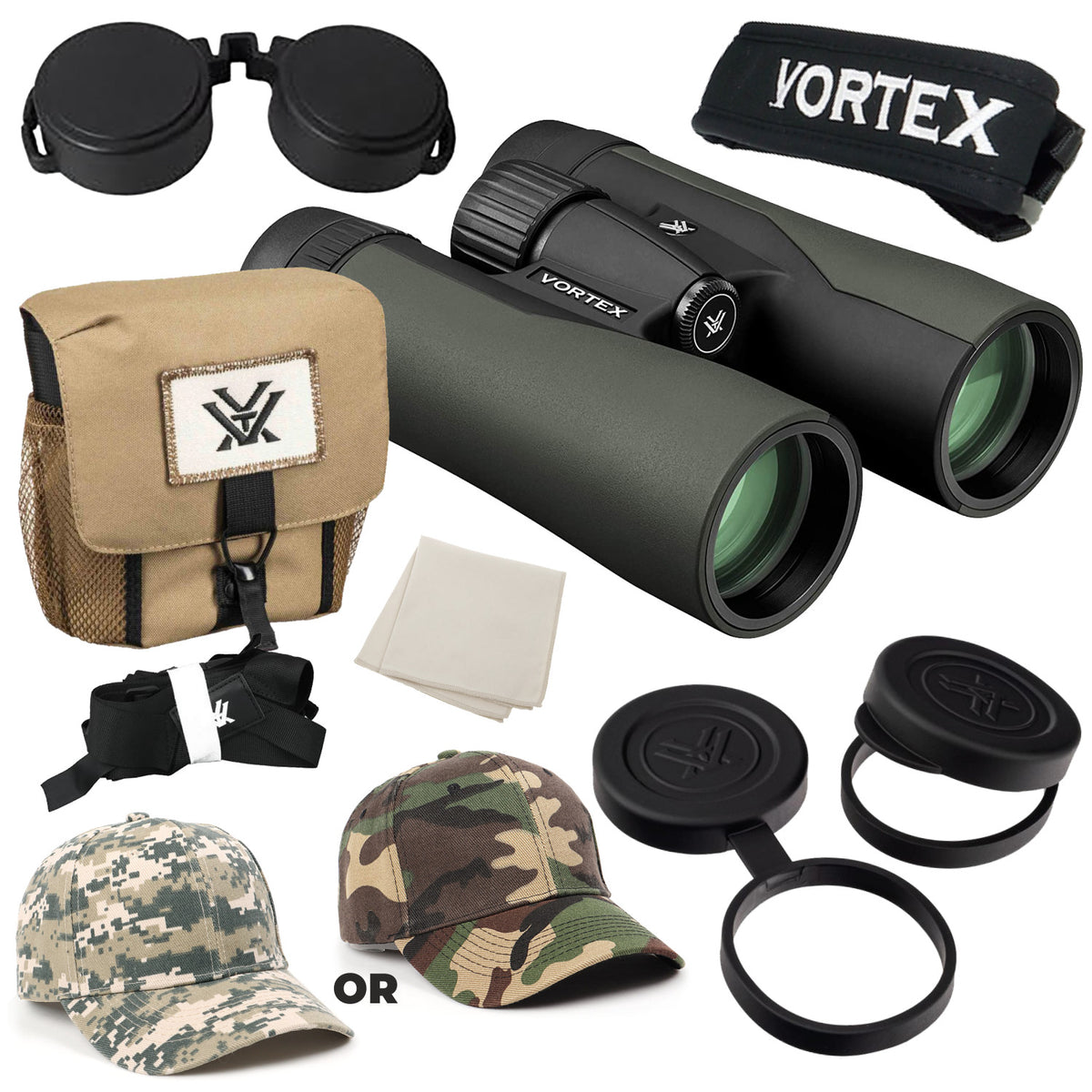 Binoculars 10x42 HD Waterproof Green Binoculars with Free Hat Bundle