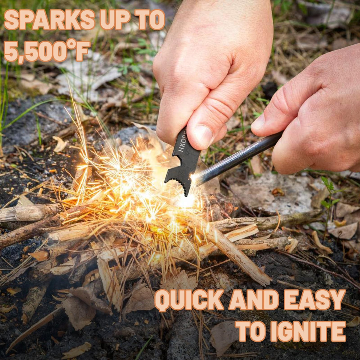 4 Inch Ferro Rod Fire Starter Kit with Multi-Tool for Camping Hiking Survival