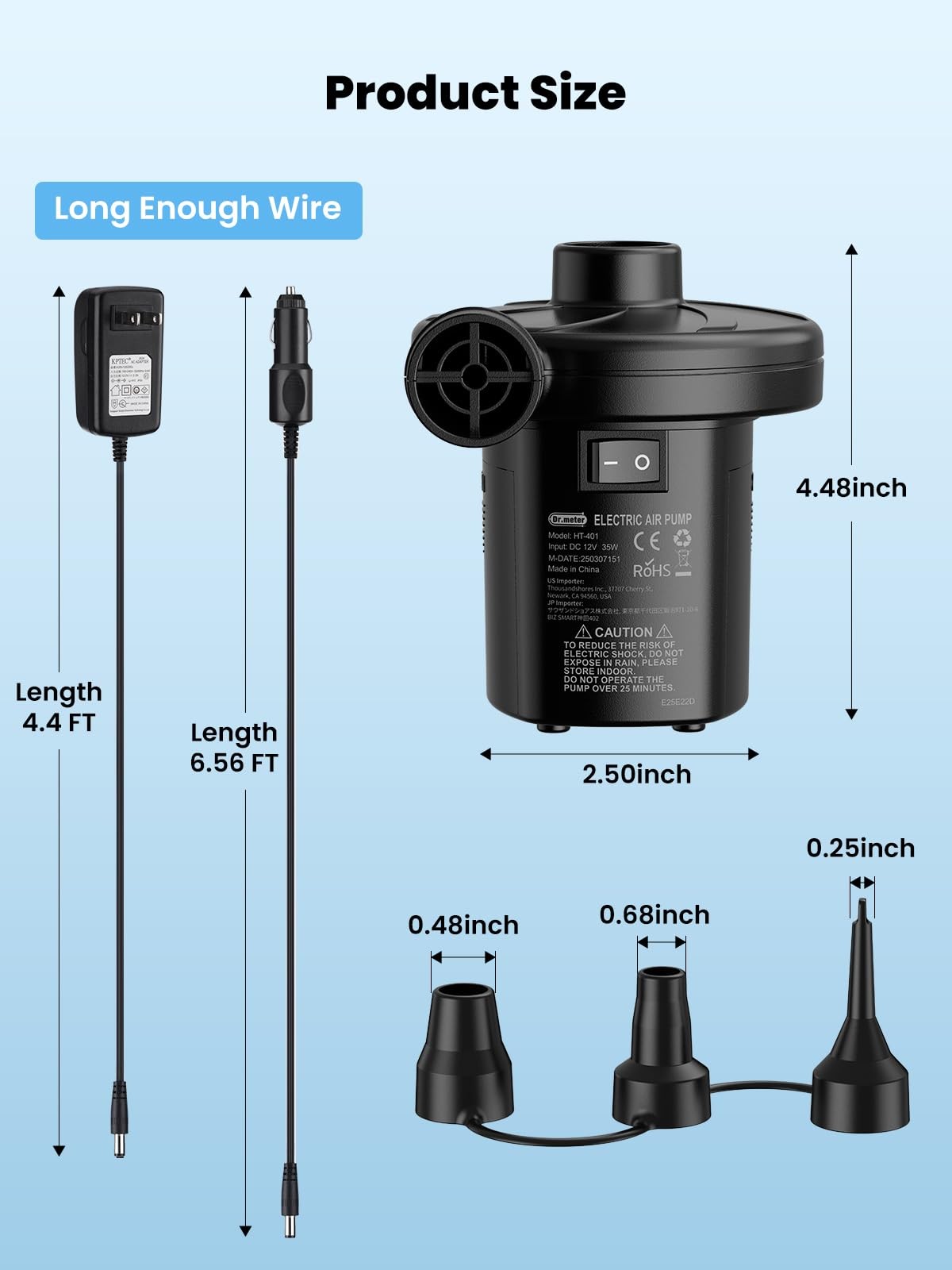 Electric Air Pump for Inflatables with 3 Nozzles Portable Quick Inflator