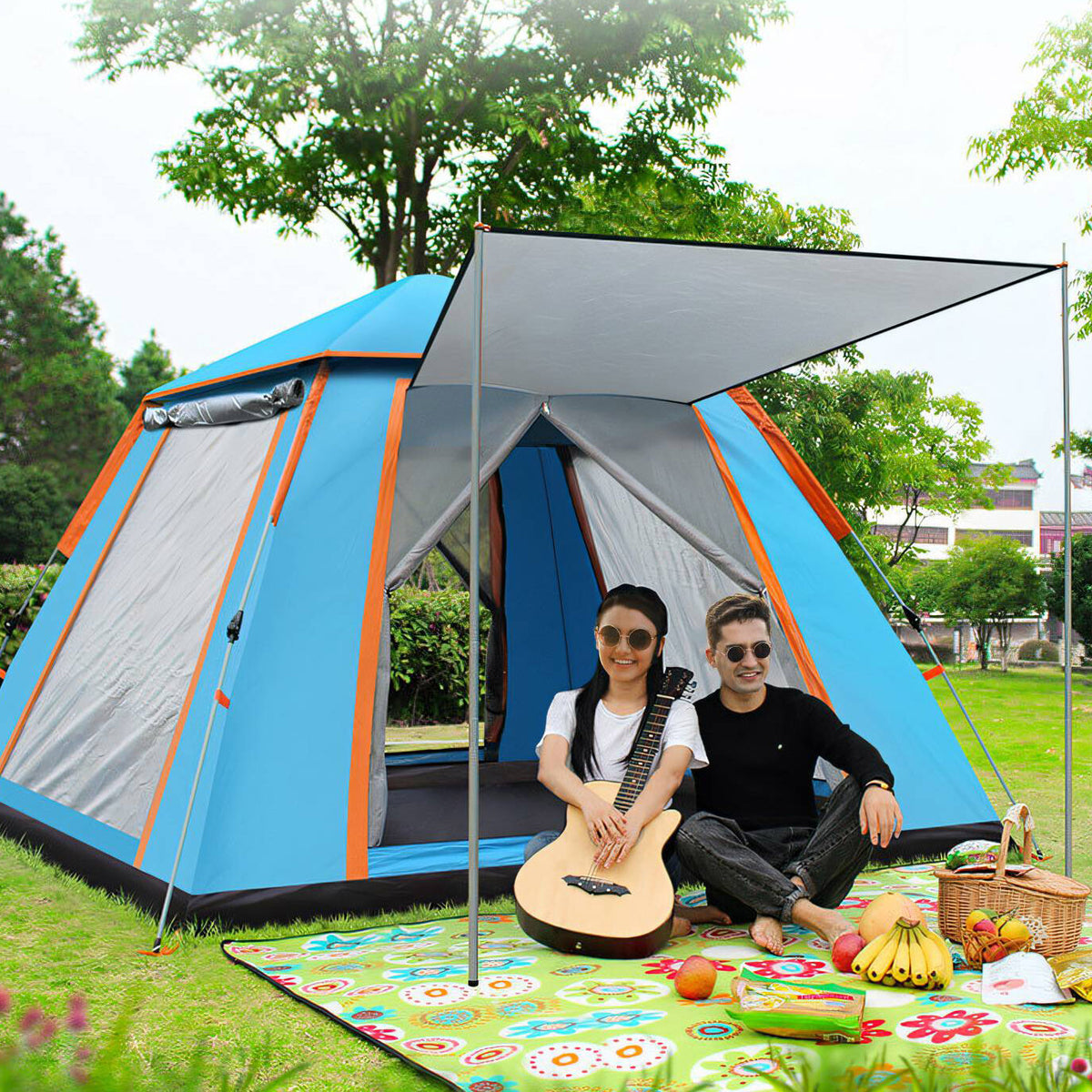 4-5 Person Waterproof Camping Tent with Mosquito Nets & Windows for Hiking