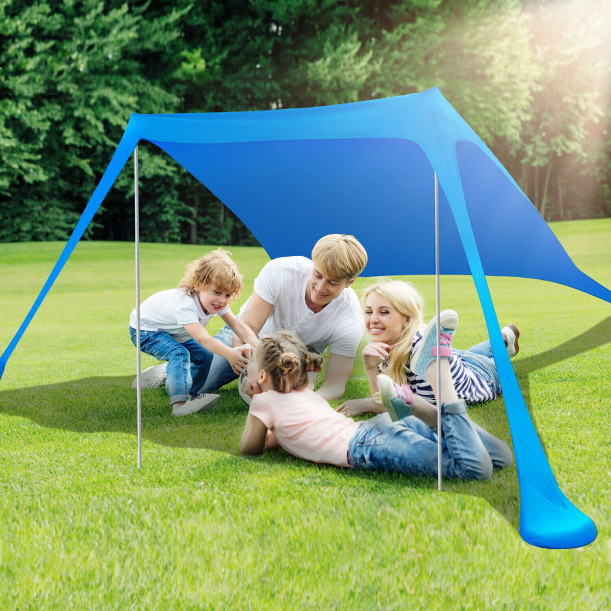 Portable UPF50+ Beach Shade Tent with Sandbags - Sun Shelter Canopy