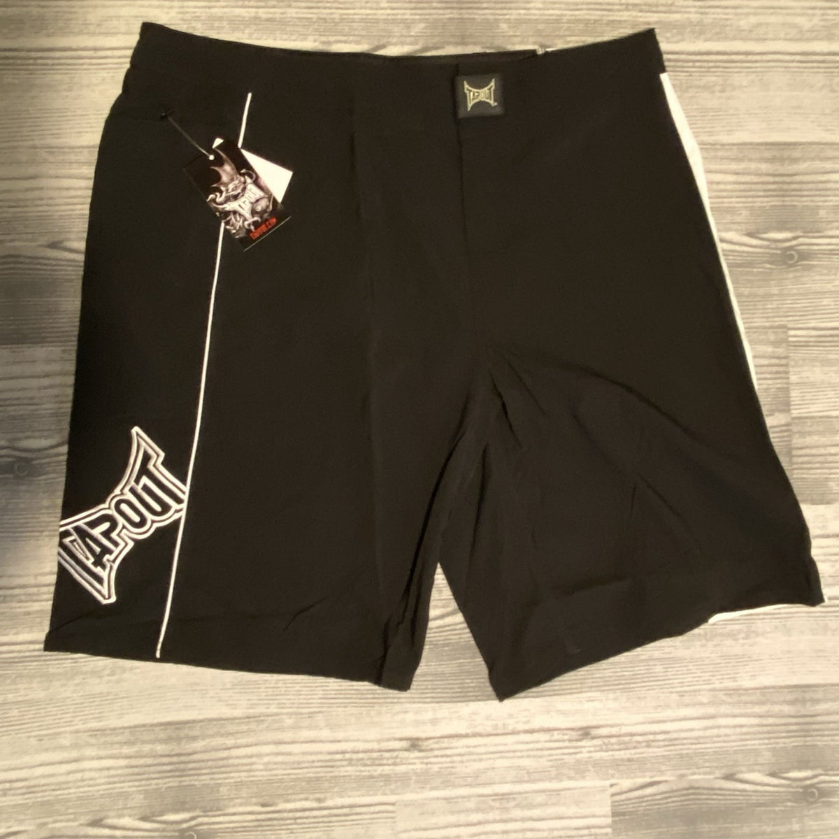 Men's MMA Wrestling Shorts Black White Drawstring 40