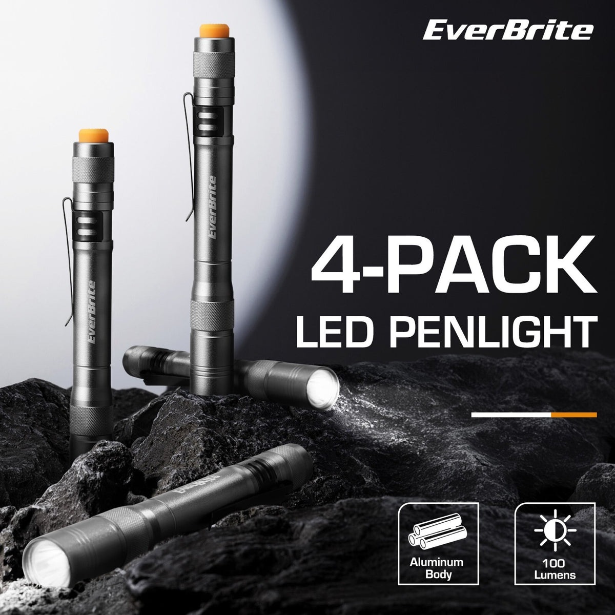LED Pen Light Set - 4 Pack Compact Aluminum Pocket Flashlights with 3 Light Modes
