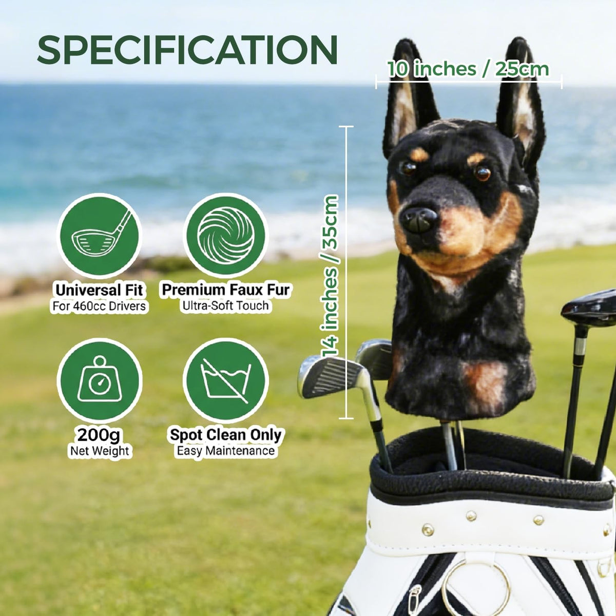 Doberman Pinscher Golf Club Headcovers - Custom Protective Dog Design