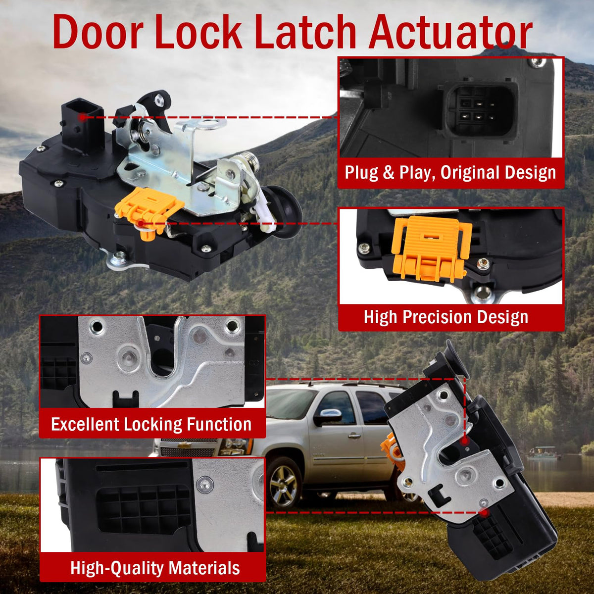 Rear Right Door Lock Actuator for 2007-2014 Escalade Tahoe Suburban Silverado