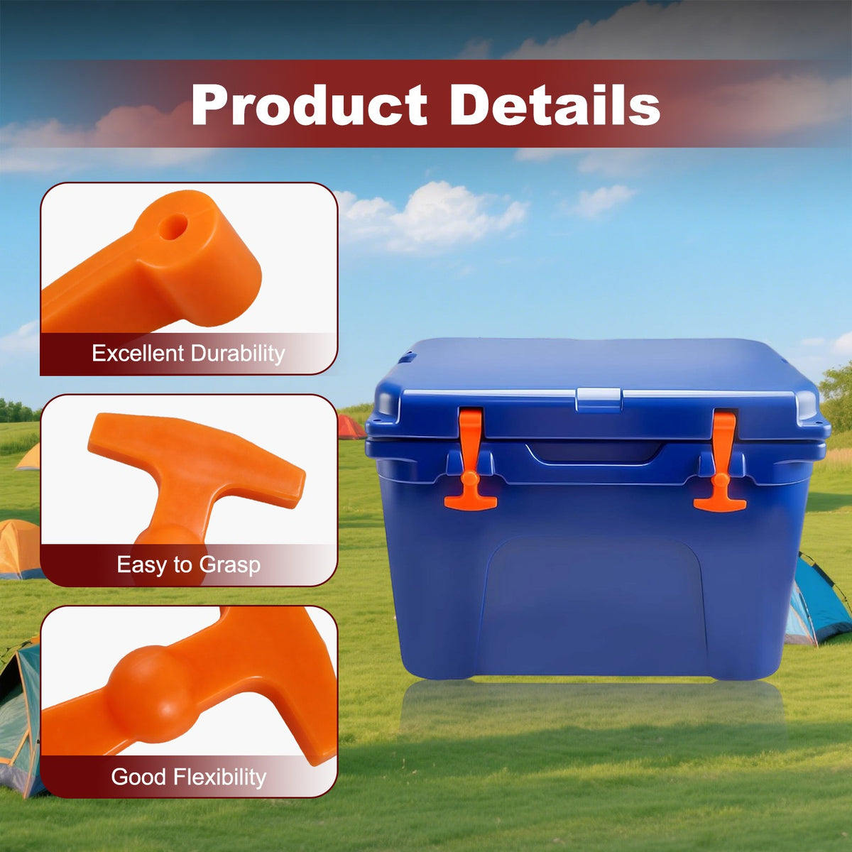 Set of 2 Orange Silicone Cooler Latches Replacement for Yeti RTIC