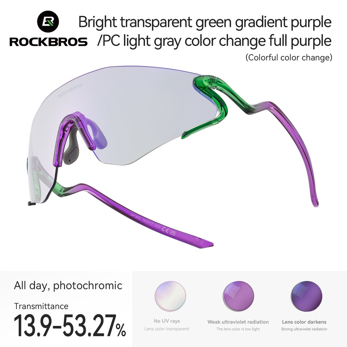 Photochromic Cycling Glasses UV400 Sports Sunglasses Unisex Lightweight