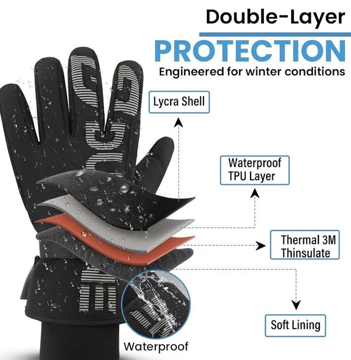 Thermal Waterproof Breathable Gloves for Outdoor Activities - Size M