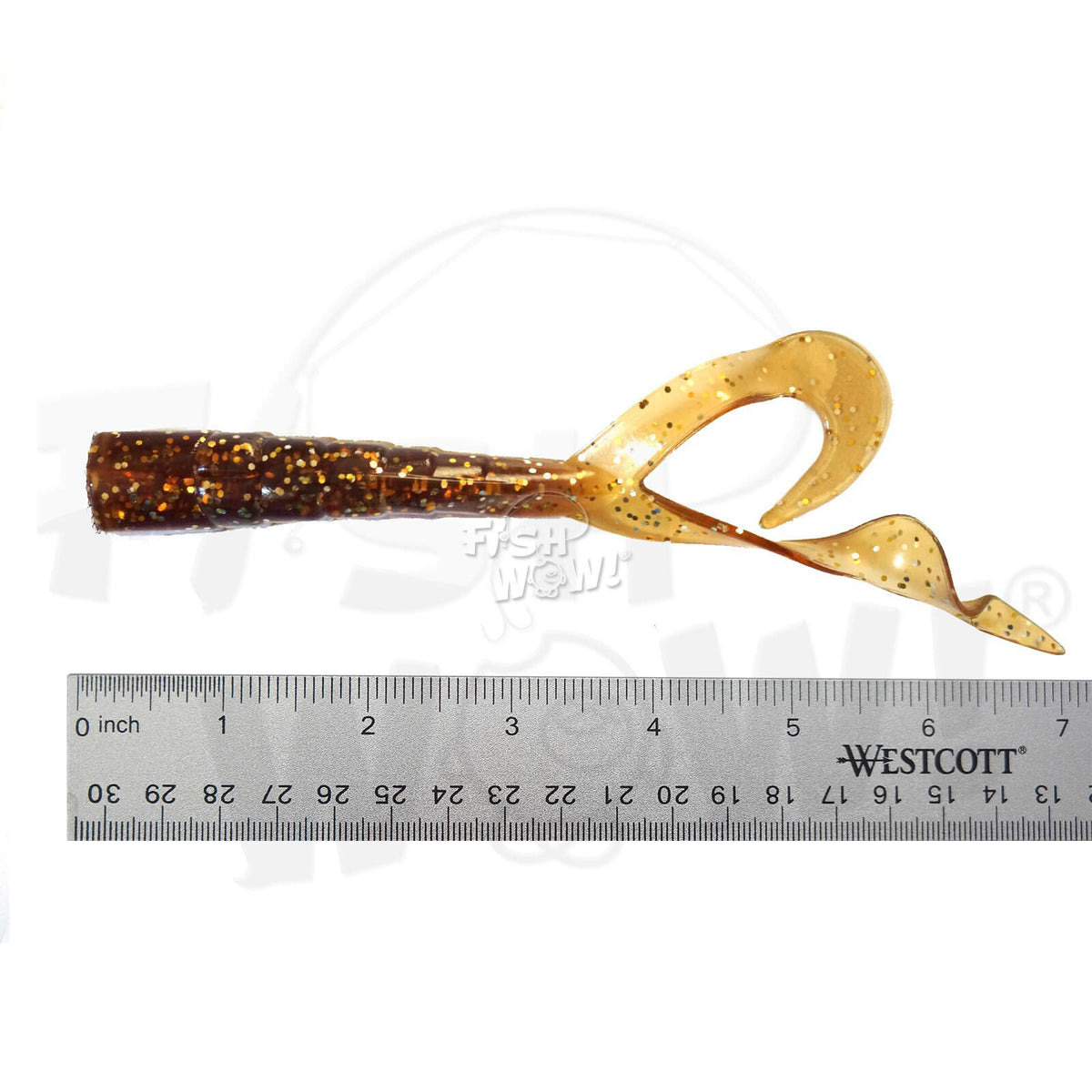 30 Pack 7-Inch Soft Plastic Twin Tail Grub Fishing Lures - Root Beer Color