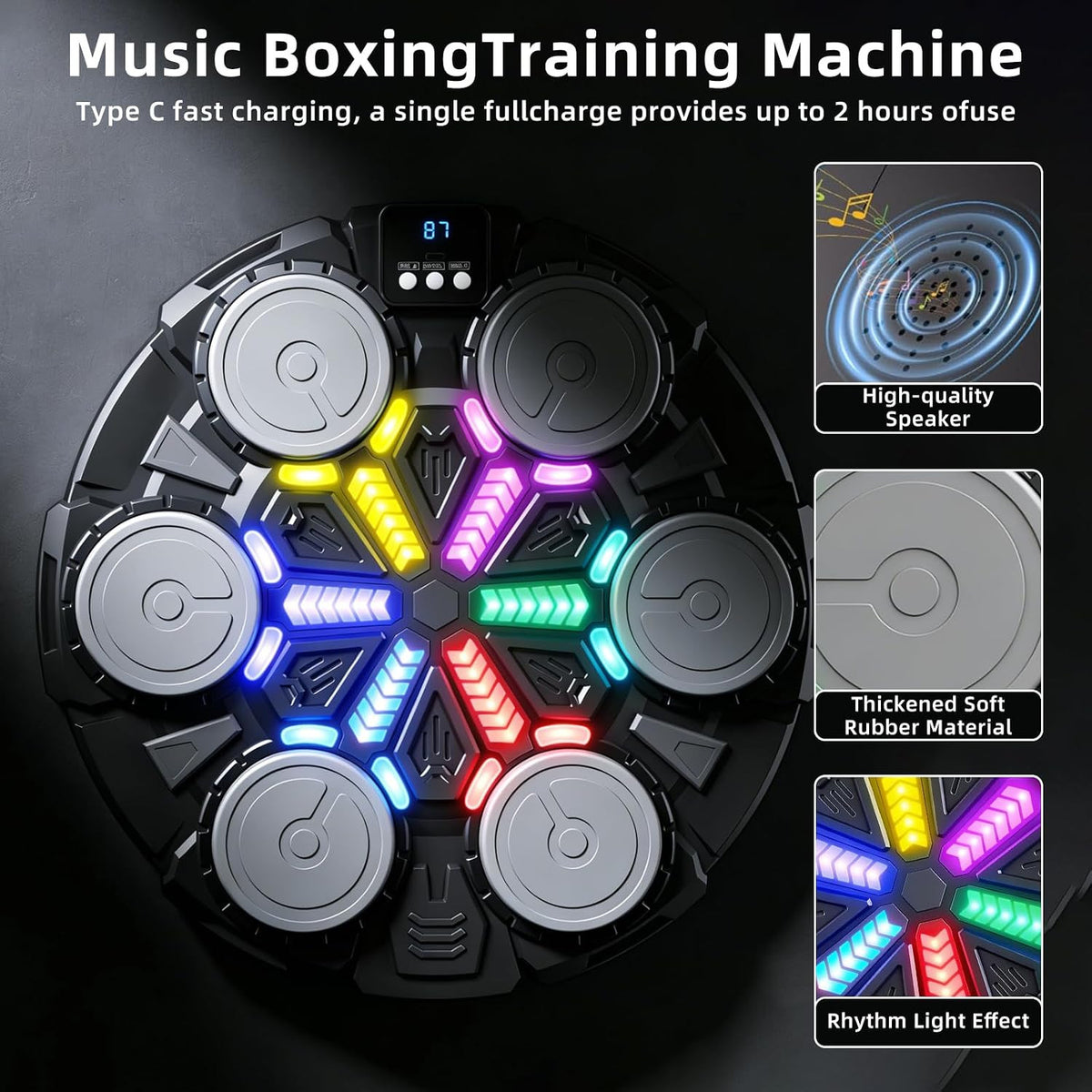 Bluetooth Wall-Mounted Boxing Machine for Kids & Adults, Home Gym Equipment