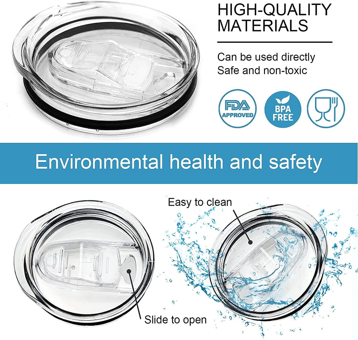 30 oz Tumbler Lid Replacement - Clear BPA-Free Drinkware Accessory