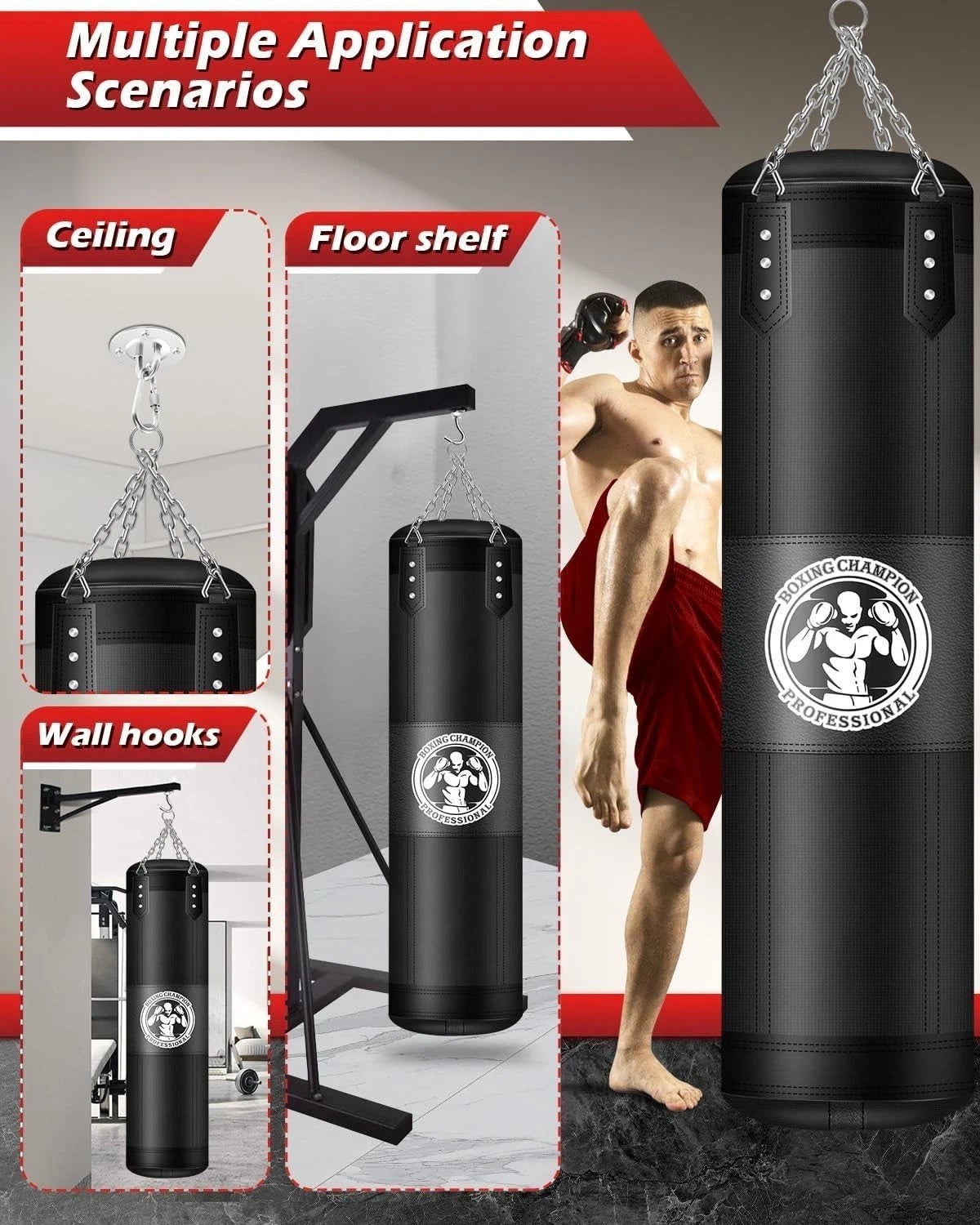 Heavy Punching Bag for Boxing & Martial Arts Training - 4FT PU & Foam Filled