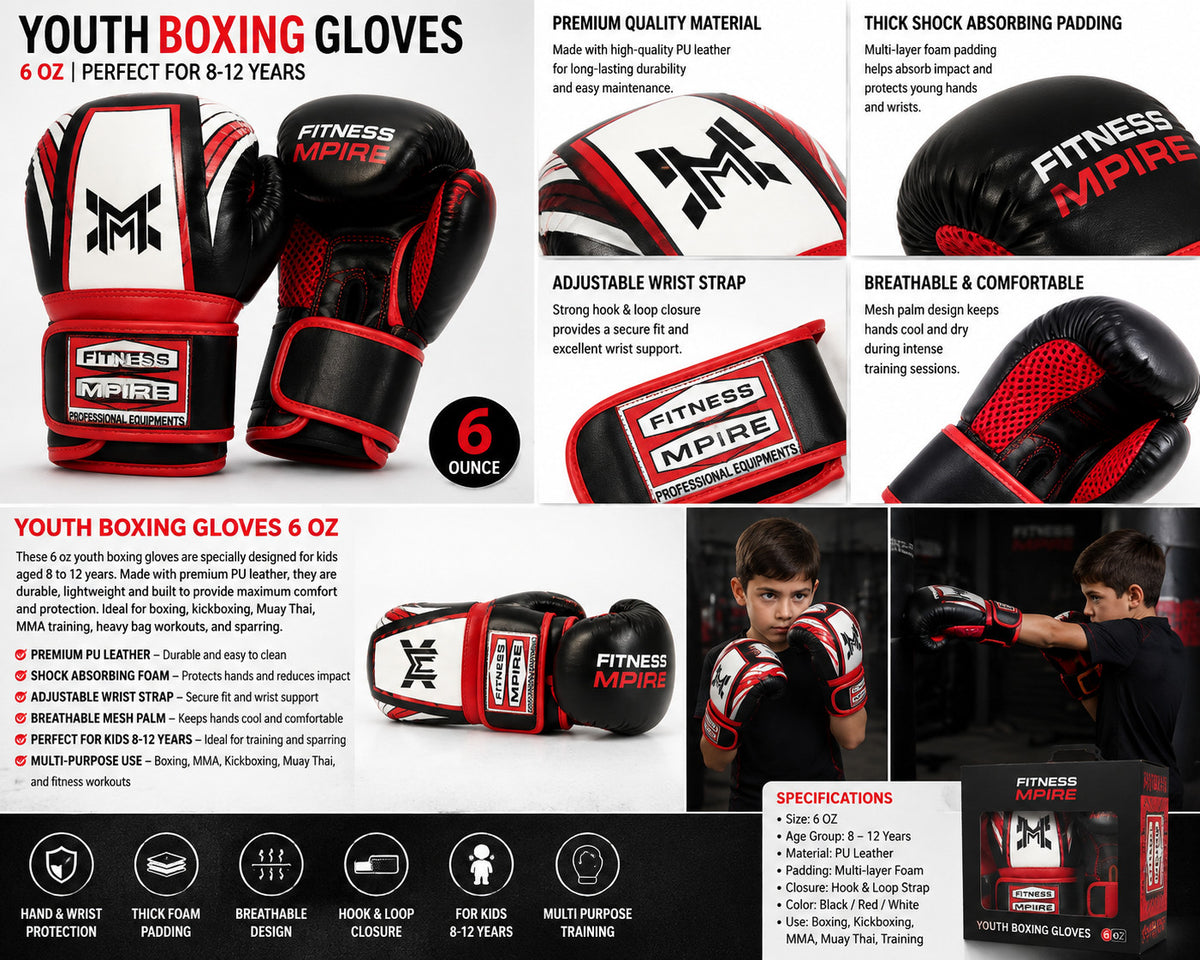 Kids Boxing Gloves 6 oz Youth Training Sparring Kickboxing Gloves