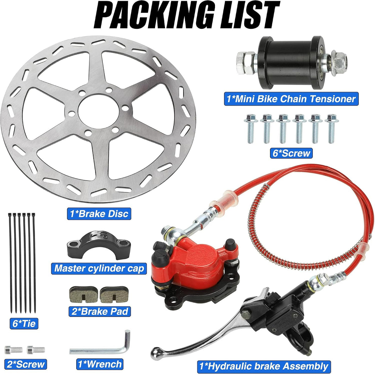 Mini Bike Hydraulic Brake Kit with 180mm Rear Disc Brake Rotor Replacement