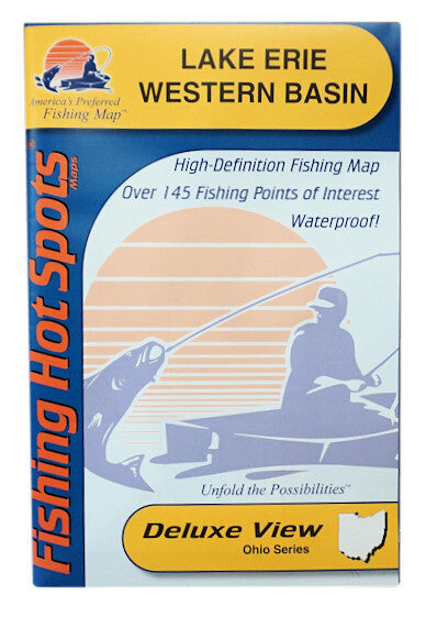 Waterproof Fishing Map for Lake Erie Western Basin with GPS Points - Great Lakes Series