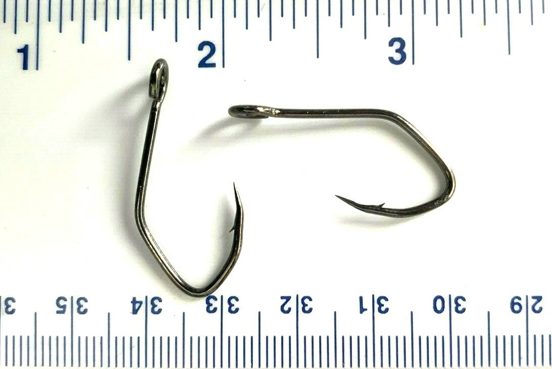 Fishing Hooks - Black Chrome Sickle Siwash Open Eye Hooks Size 1, Pack of 100